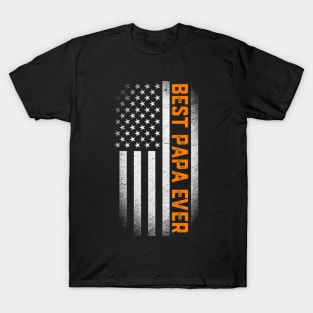 Best Papa Ever Fathers Day Flag USA T-Shirt